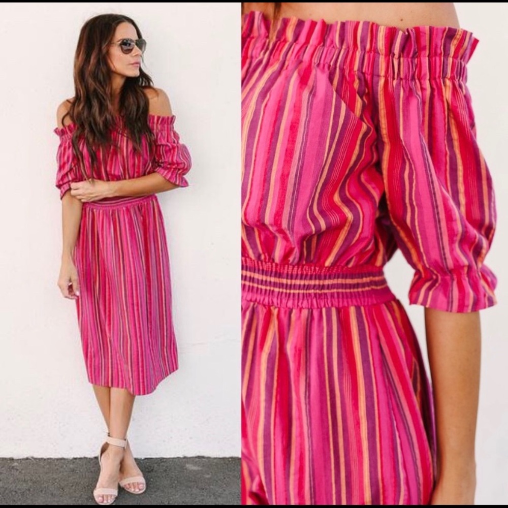 Laila Striped Smocked Midi Dress Vici Dolls